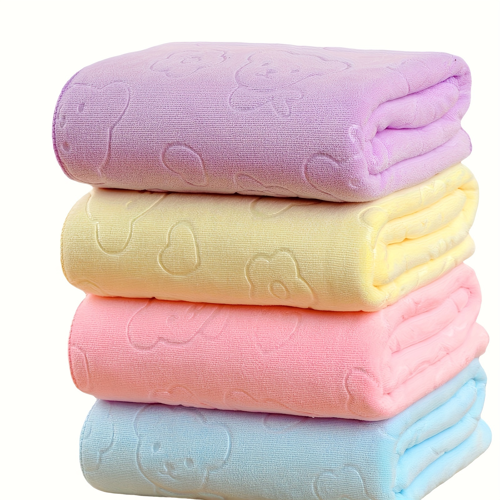 

1 Piece Microfiber Embossed Bear Bath Towel 27.6 Inches * 55.1 Inches Beach Towel Absorbent Soft Non-shedding Non-fading Gift Bath Towel