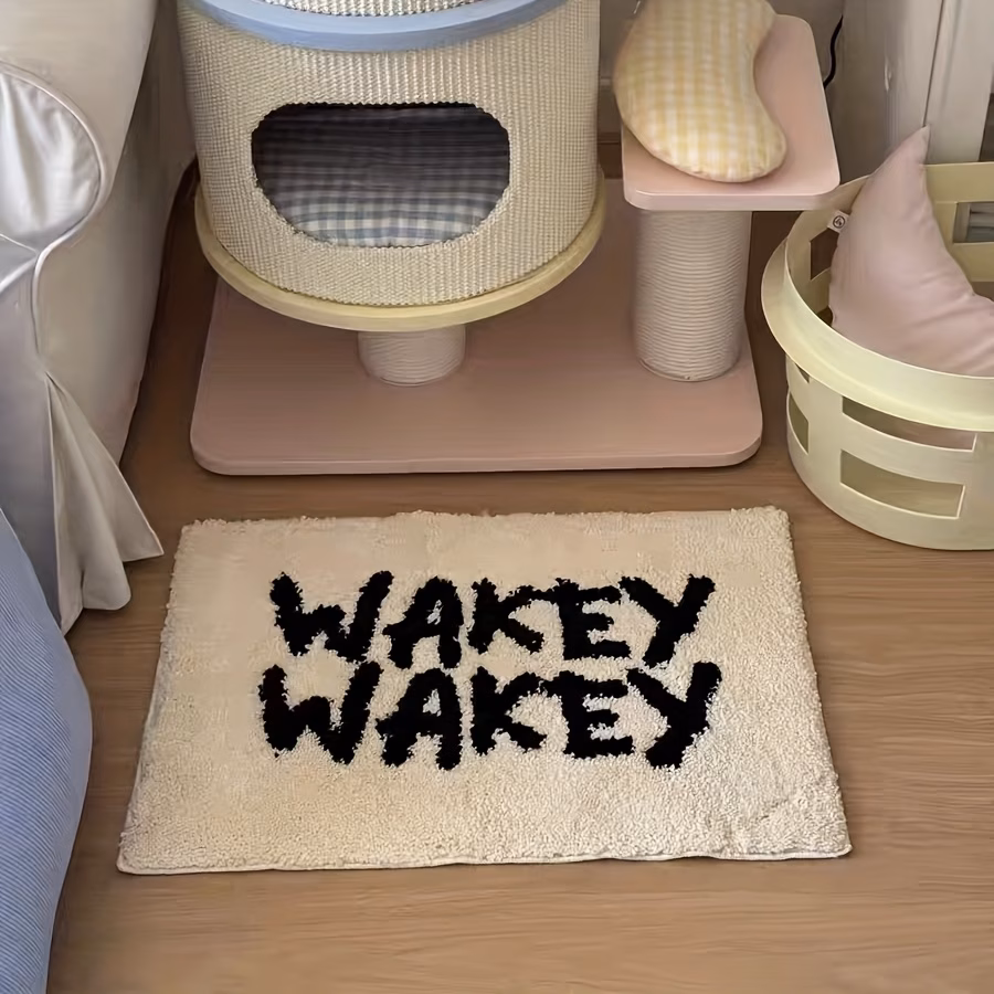 flocked carpet 1800g minimalist letter flocked carpet bedside rug for bedroom autumn winter plush small rug absorbent non slip bathroom door mat Product details 6
