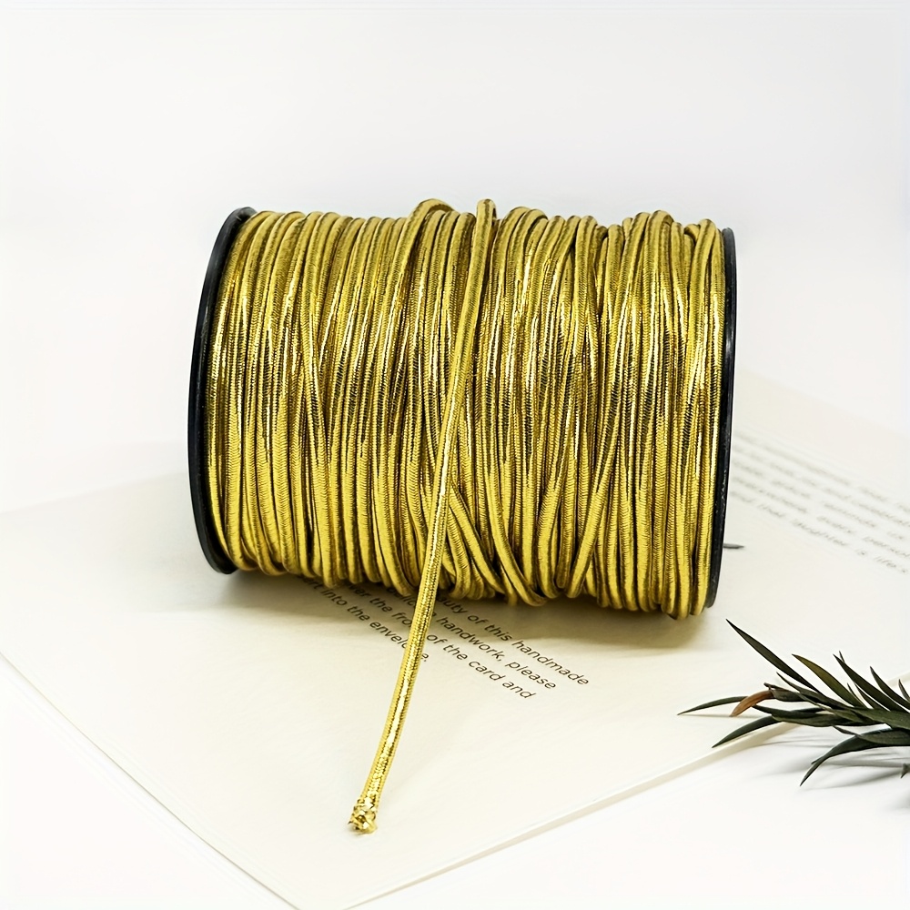 Image of 20m1 Roll 2.0mm Metallic Color Round Elastic Cord Covered Elastic Thread Elastic Rope For Tag Jewelry Wedding Party Decoration Christmas Valentine's Day Gift Packaging