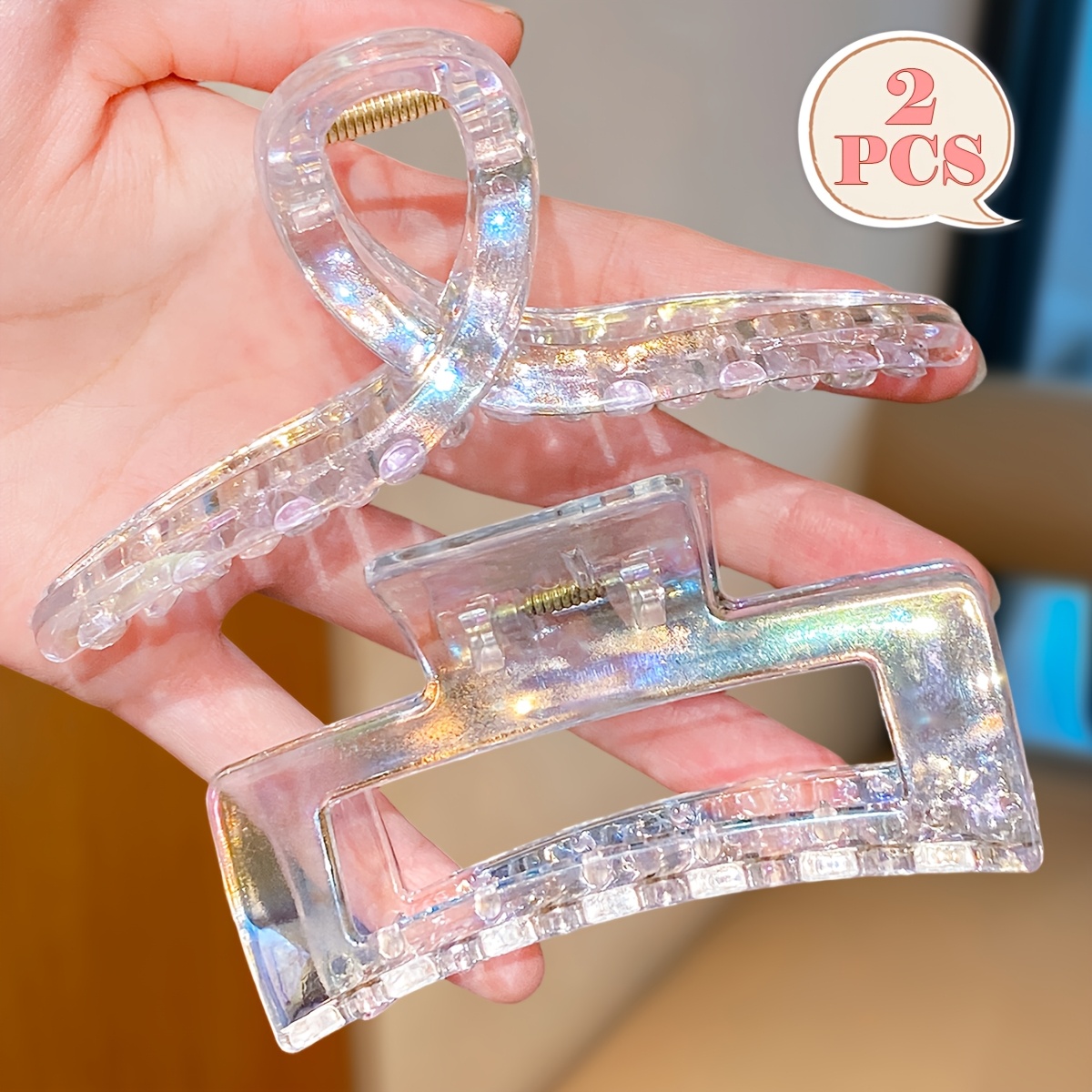 TEMU 2pcs Set Of Easy Transparent Women's Hair Clips, Translucent Style Hairpins, Featuring Easy Low-key Atmosphere, Suitable For Women's Updos,