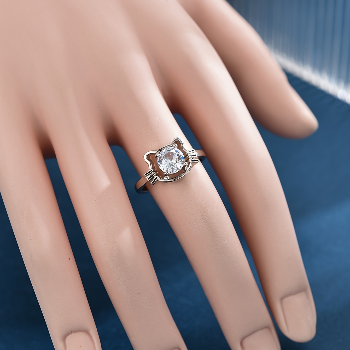 Cartoon Cat Women's Ring With Zirconia
