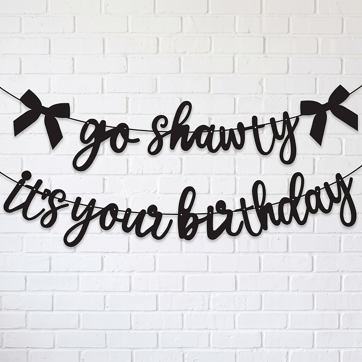 TEMU Guirlande "Go Shawty It's Your Birthday" avec nœuds de 10 pieds, Bannière "Go Shawty It's Your Birthday" en feutre, Panneau sur le thème du