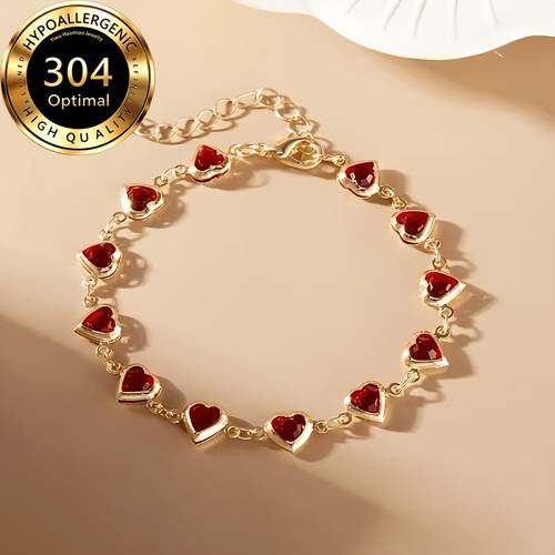 item picture 304 stainless heart womens bracelet sweet heart chain bracelet hypoallergenic anti allergy valentines day daily wear party jewelry girlfriend gift
