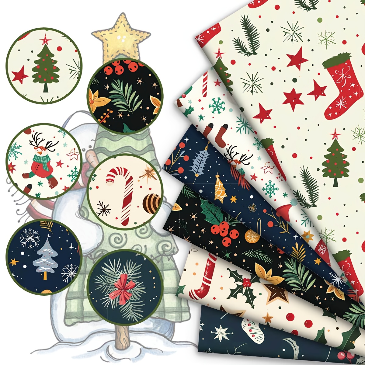 TEMU 6 unidades, tema de Natal, , , Árvore de Natal, , Meias, Coloridas, , Estilo Quarters Fertilizer Bag, 18*19.7 polegadas, Poliéster Patchwork