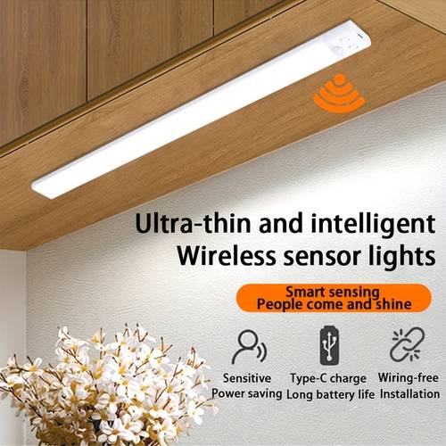 ultra thin intelligent sensing led light cabinet light double row light bead design infinite dimming self installation usb charging suitable for bedrooms kitchens cabinets wardrobes etc
