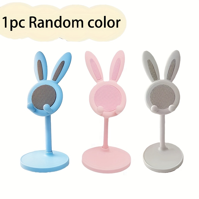 Image of Cute Bunny Cell Phone Stand, Adjustable Angle And Height Desk Phone Holder, Rabbit Phone Stand For Desk, Compatible With All Mobile Phones, Bunny Gift For Girls And Women, Random Color