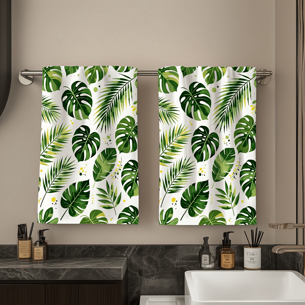 TEMU Towel Hand Towel, Single-sided Printed, Rectangular 40x60cm, Tropical Plant 2d Pattern, Soft And Comfortable, Durable And Odorless, Suitable For