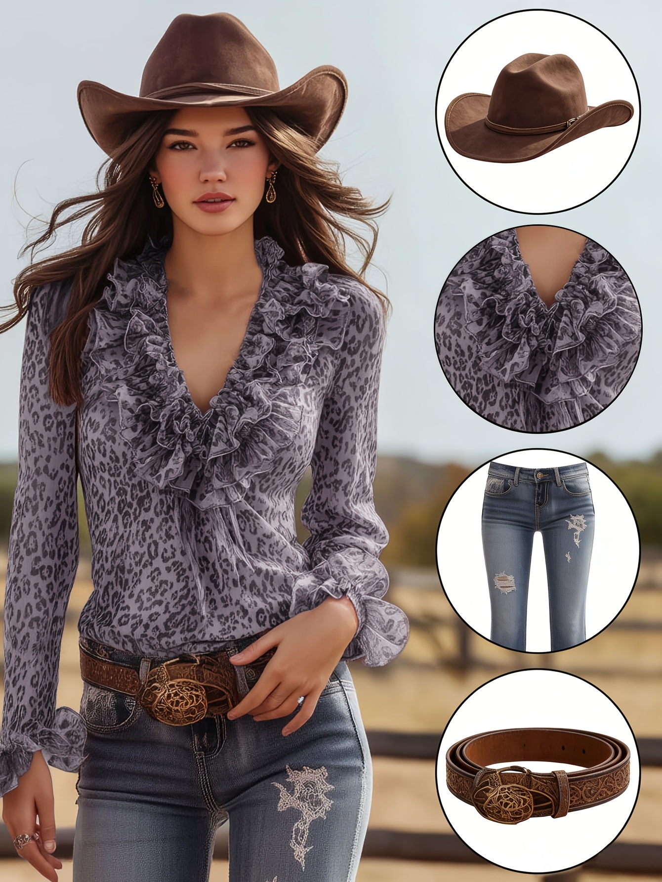 womens elegant leopard print v neck blouse long sleeve semi sheer shirt with   hem full length length for spring autumn casual dressy outfits machine washable non stretch suitable for