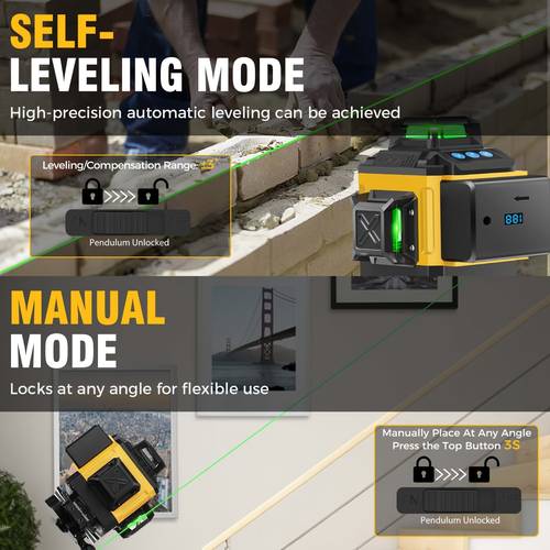 16 lines laser level self leveling 4 green laser level with 2pcs rechargeable lithium batteries wall mount remote control for indoor and outdoor building renovation work