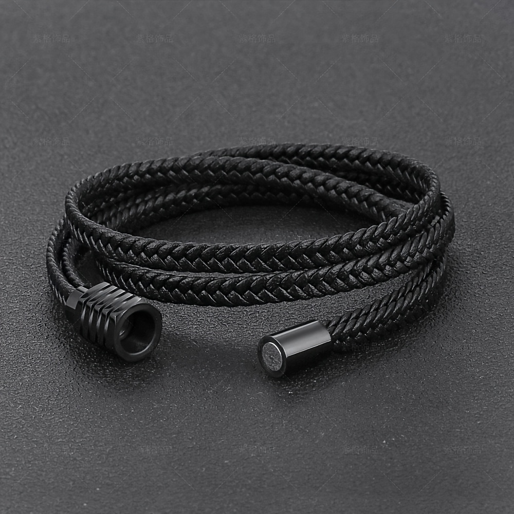 E-shop Herren Doppelstrang Leder-Armreif. Schmuck Leder-Armreif für Herren, Geflochtener Armreif, Unisex Mode Leder-Armreif, Vintage