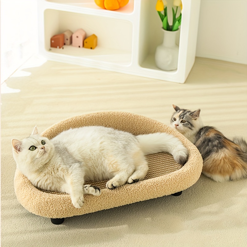 

Cat Sofa Bed With Scratching Pad, Assembled Hemp Scratcher, Cat Area, Claw Care & Entertainment Station, Pet Furniture For Cats