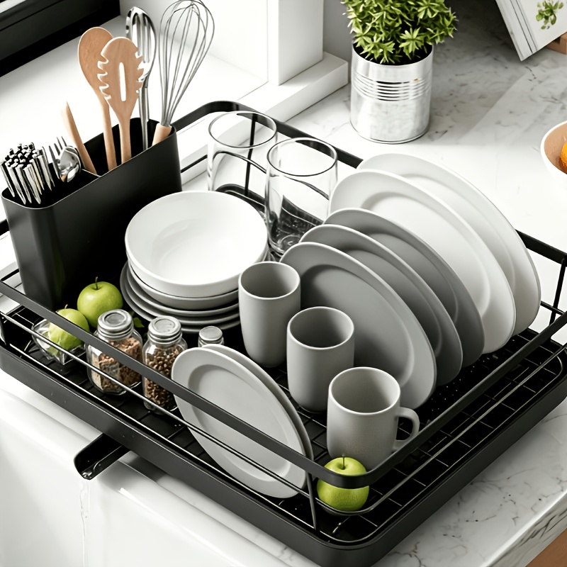 TEMU Scarico Stoviglie da Cucina Novit� 2026, Design con Portaposate Staccabile, Organizzatore di Stoviglie in Metallo a Grande Capacit�, Scolapiatti
