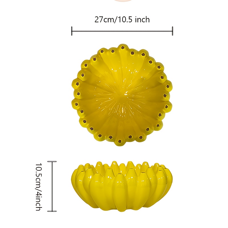 Large 9.5-Inch Ceramic Banana-Shaped Serving Bowl - Vintage Style Fruit and Snack Plate, Food-Safe, Ideal for Home, Restaurant, or Hotel Use, Fruit Display | Creative Storage | Ceramic Bow