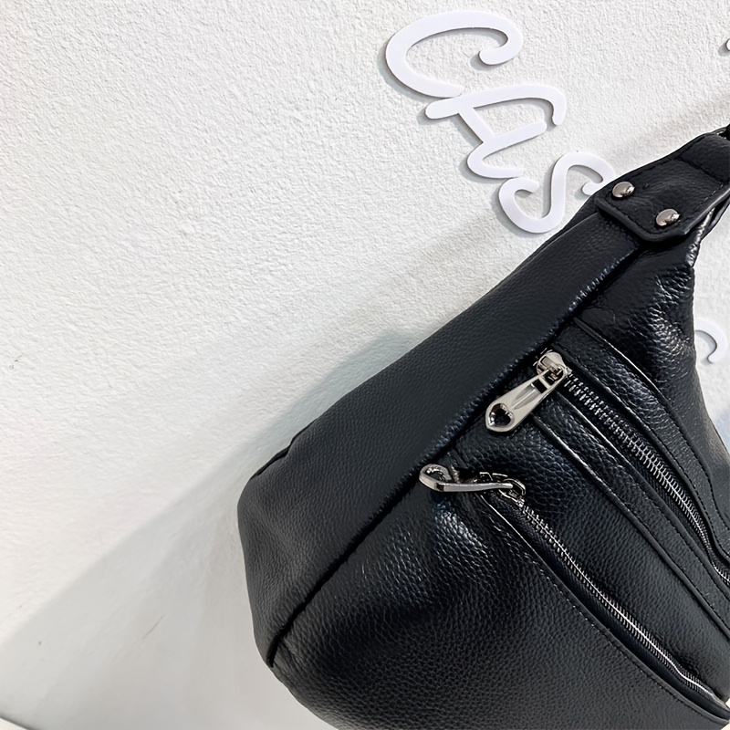 Top Layer Cowhide Light Luxury Briefcase Handbag, Casual Crossbody