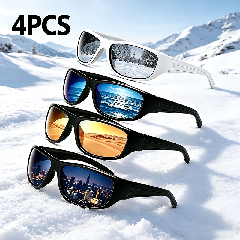 TEMU 4 Pairs Of Polarized Sunglasses For Men And Women, Lightweight Classic Square Men's Sports Sunglasses Additions Are Suitable For Golf, Running,