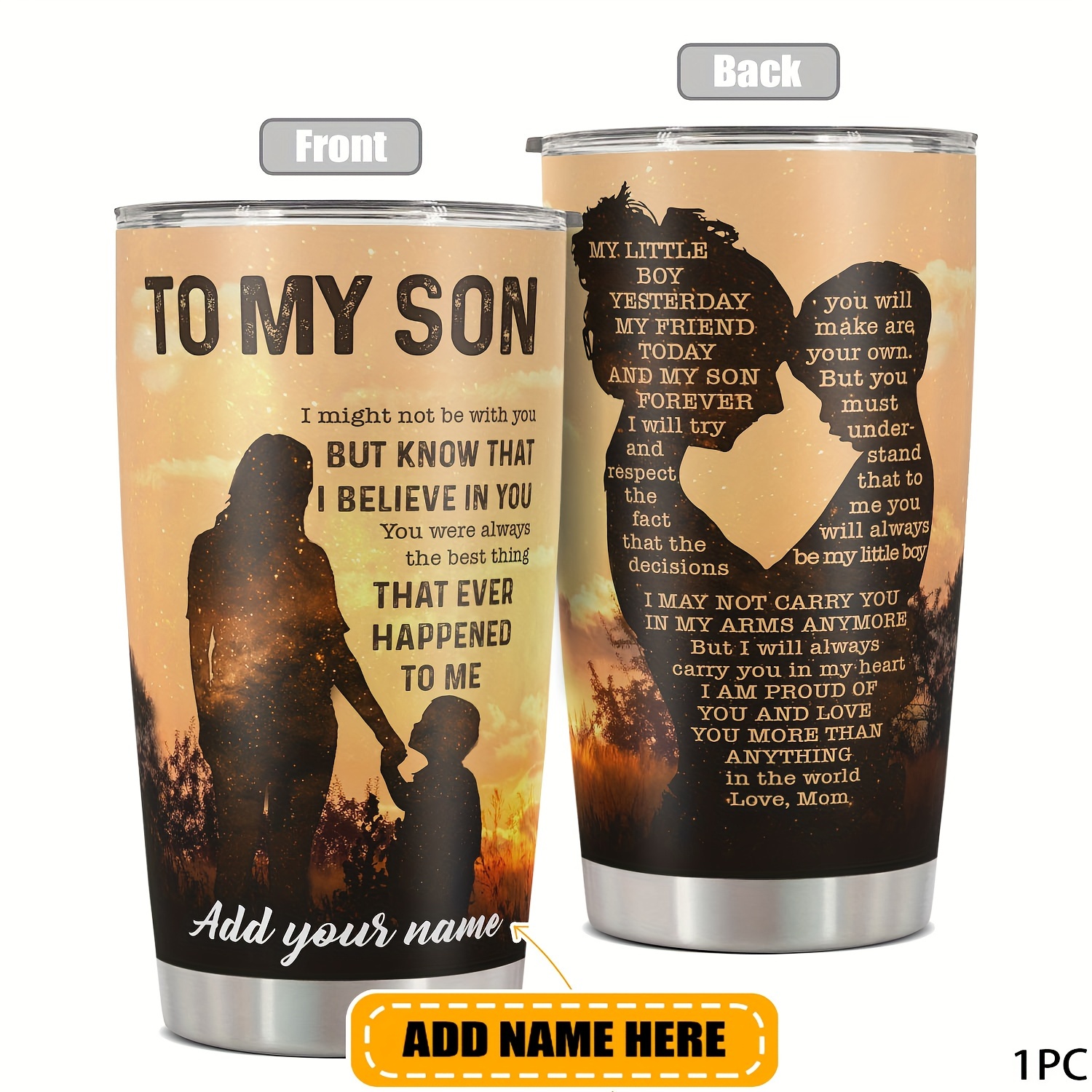 

Personalized 20oz For Son - Custom Name Engraved Travel Mug, Inspirational Quotes, Bpa-free Metal, Perfect Gift From Mom For Birthday, Christmas, Or , Hand Wash Only