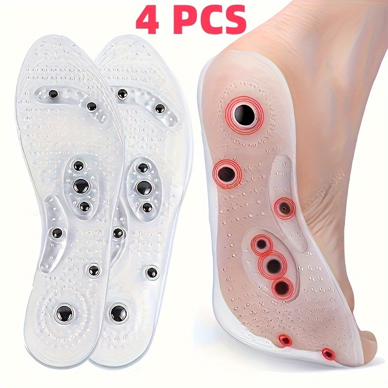 

4-pack Silicone Magnetic Massage Insoles With For Home, Outdoors, And Travel Use, Unisex Flexible Foot Arch Support Inserts