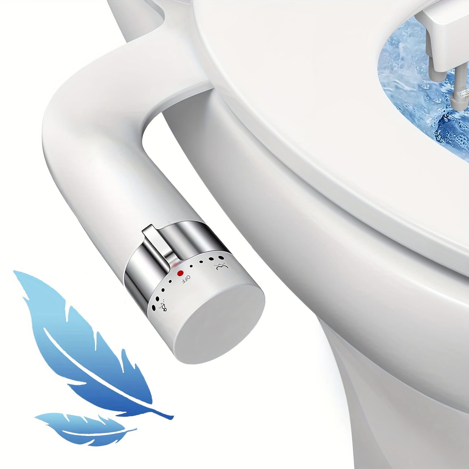 TEMU Bidet Attachment For Toilet - Self-cleaning Dual Nozzle Bidet With Cold Water Sprayer, Non-electric With , Abs & Stainless Steel Construction,