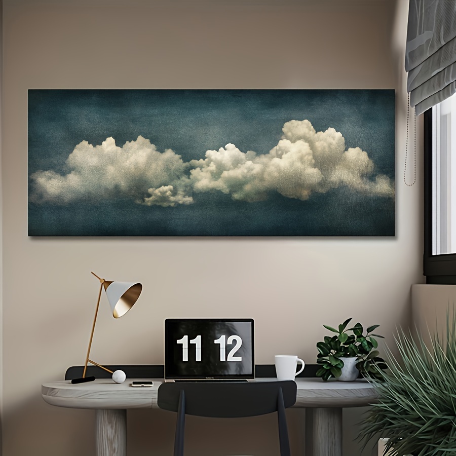 

1pc Unframed Canvas Poster, Minimalist Cloudy Sky Painting, Canvas Wall Art, Artwork Wall Painting For Gift, Bedroom, Office, Living Room, Cafe, Bar, Wall Decor, Home And Dormitory Decoration