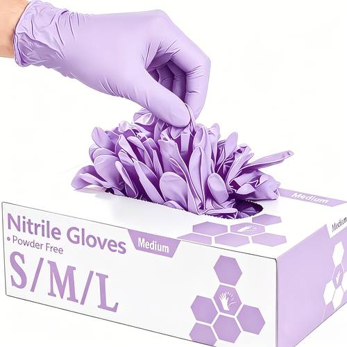 item picture light purple disposable nitrile gloves 5mil pleasant to touch similar to powder free suitable for tattoos painting playing cleaning kitchenware daily household cleaning a practical