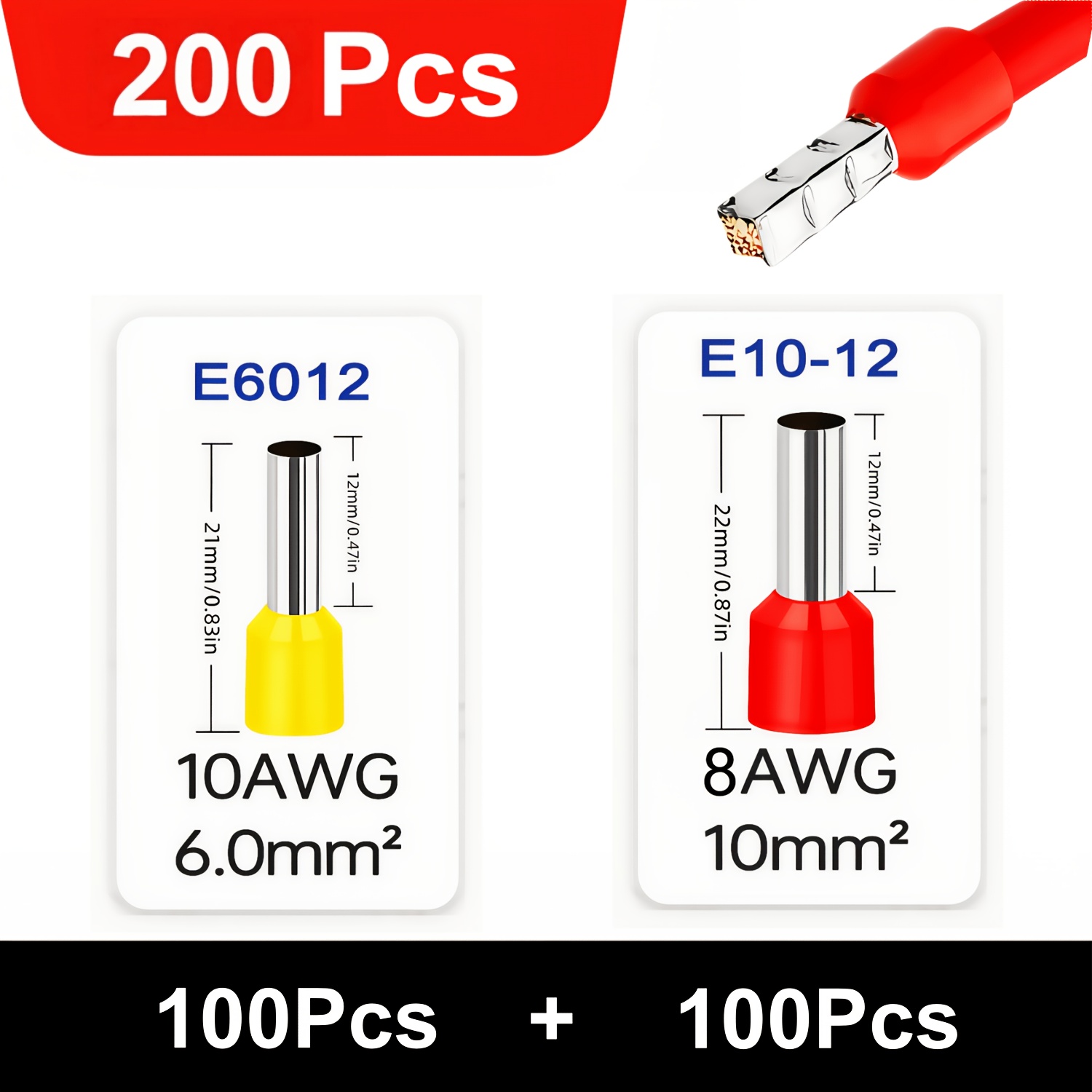 TEMU 200/660/1285pcs Wire Ferrules Kit - Insulated Crimp Terminal Connectors, Awg 22-8 (0.5-10mm²) Specifications Colors Electrical Cable End