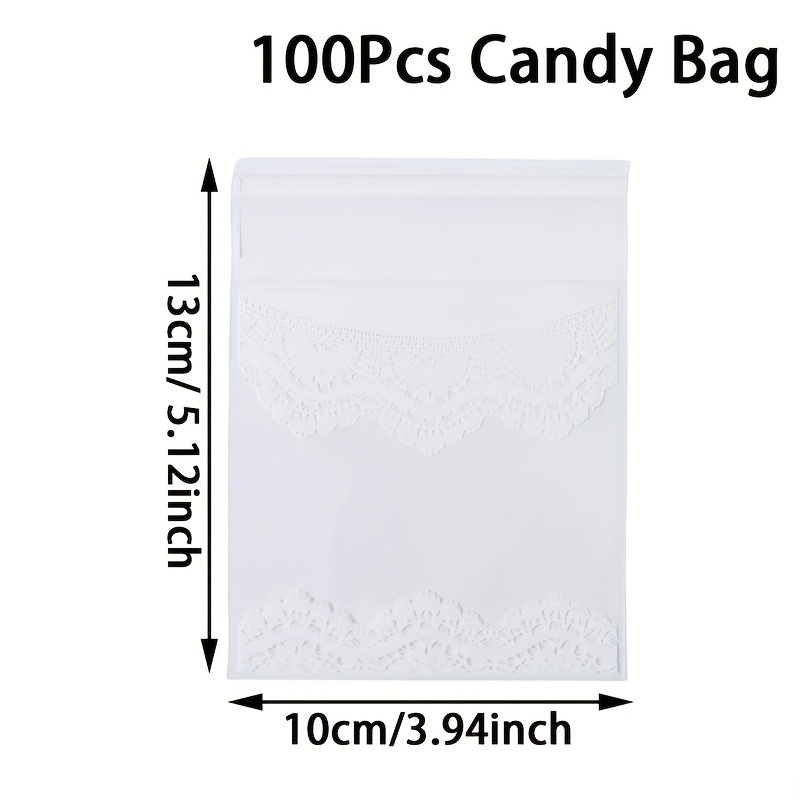 E-shop 50/100 Stück, transparente Spitzen-Bonbontüten, selbstversiegelnde Geschenktüten, Verpackungsbeutel für Geburtstagsfeiern, Dekoration für den 1.