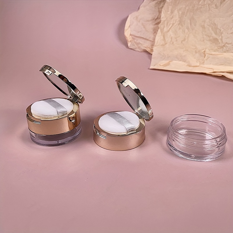 

Refillable Mini Loose Powder Container With Mirror - 1pc, Plastic Portable Small Capacity Makeup Case, Travel-friendly, Alcohol-free