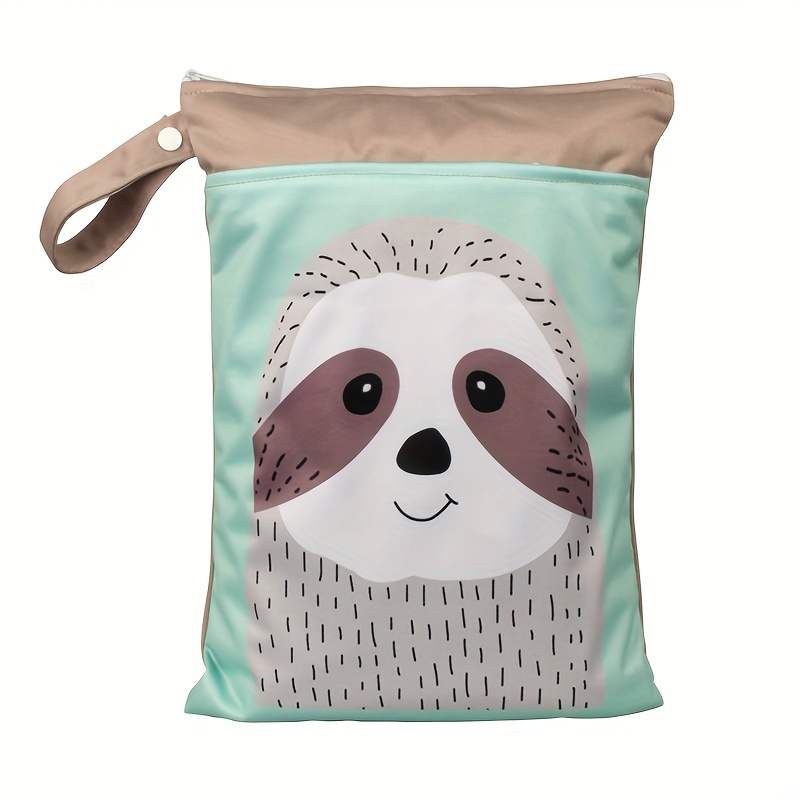 Image of Wet Clothes Bag, Washable Diaper Nappy Bag, Parent Bag, Animal Printed Fashion Beach Bag, 2 Zippers Travel Makeup Storage Bag