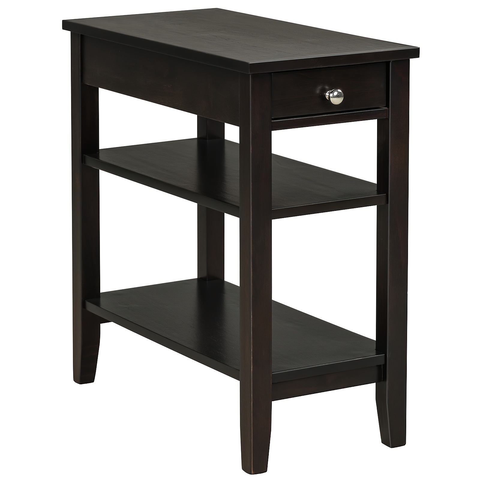 

1pc Table With Drawer, 3-tier End Table With 2 Storage Shelves, Narrow Bedside Table, Nightstand For Bedroom, Living Room, Dorm, Modern Accent