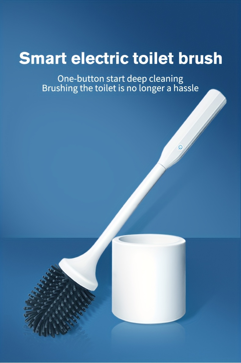 smart electric toilet brush set with long handle usb rechargeable no dead corner cleaning   start for bathroom home toilet cleaning bathroom brush set details 0