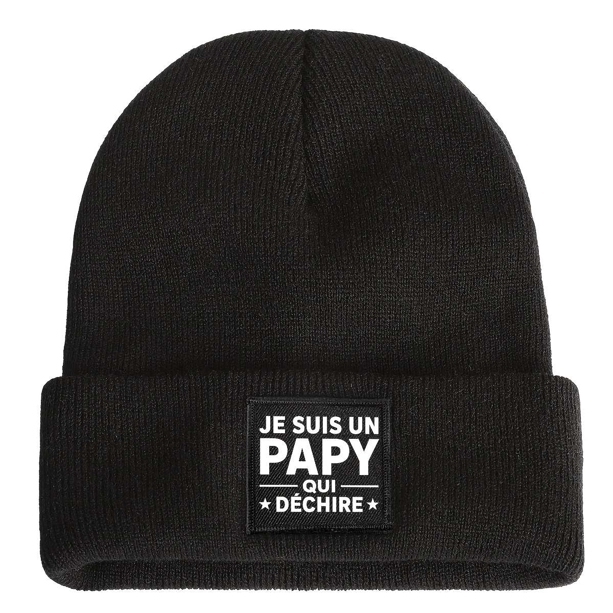 TEMU 1 pièce Bonnet en sur le thème de Noël, cadeau de Noël et d'Halloween, bonnet chaud unisexe avec amusante " UN QUI DÉCHIRE", bonnet bord chaud