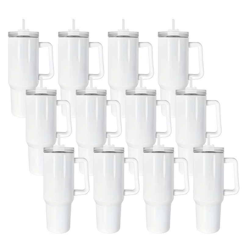 12Pack 40oz White Sublimation Stainless Steel * And * With White Handle