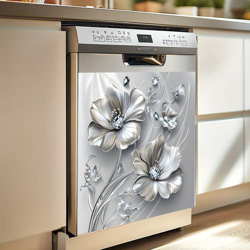 lot de 2 autocollants muraux créatifs fleur argentée avec , adaptés pour salon cuisine maison décalcomanies murales