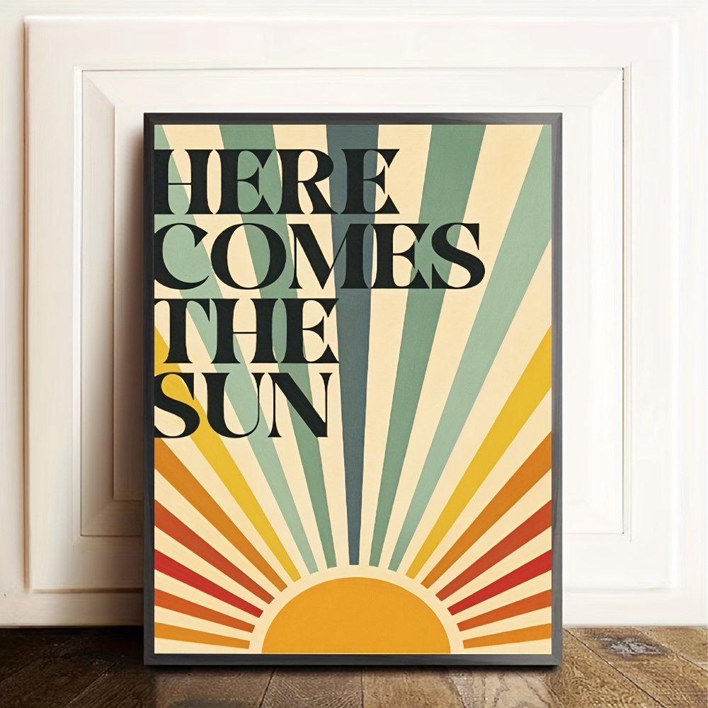 Image of 1pc "" Retro Sunshine Motivational Wall Art - Colorful Uplifting Quote Canvas Suitable For Home, Bedroom, Living Room, Kitchen, Office Decor - No Frame Needed, , Positive Affirmation(no Frame)