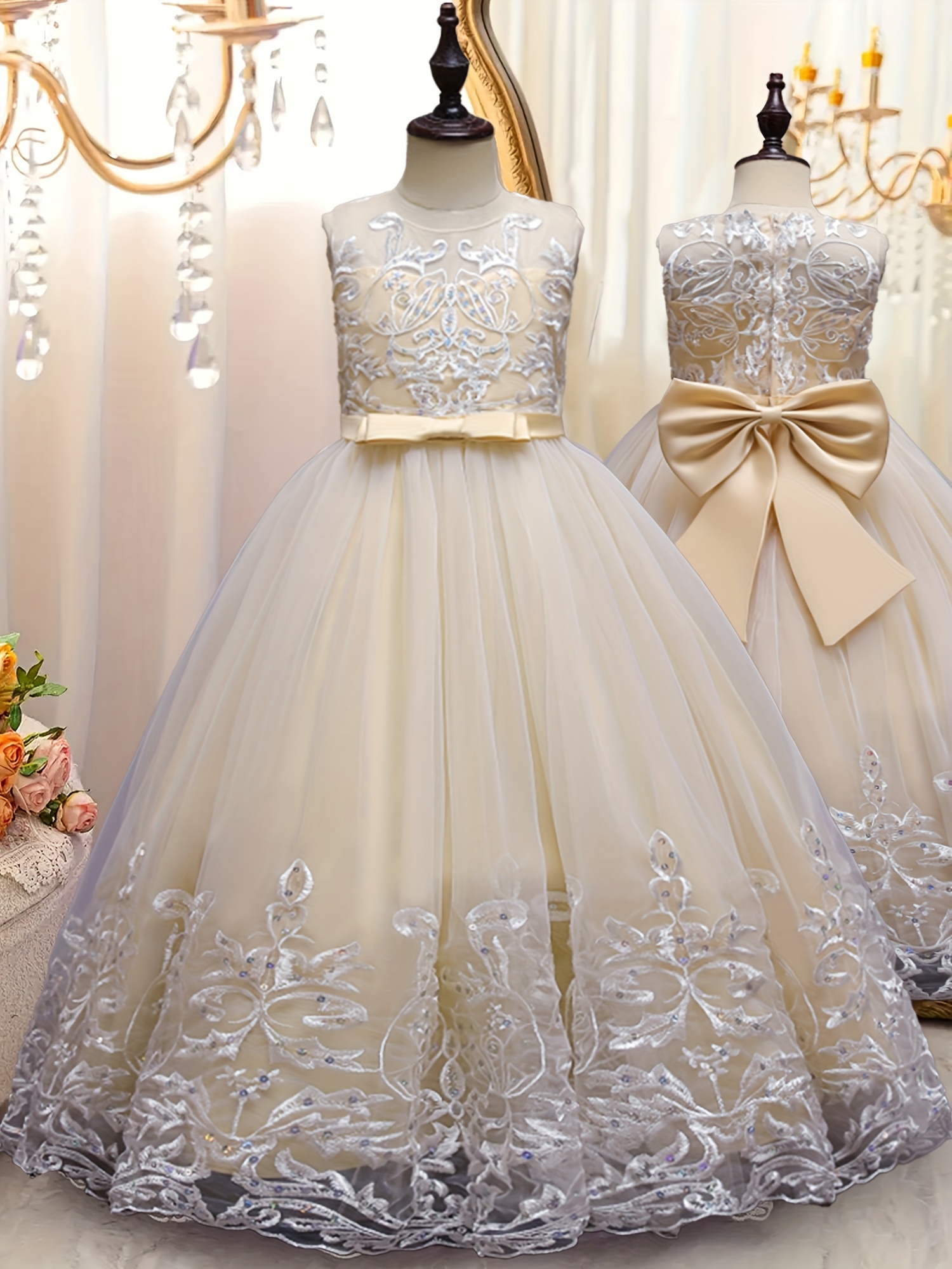 long sleeve flower girl dress sold on Temu United States