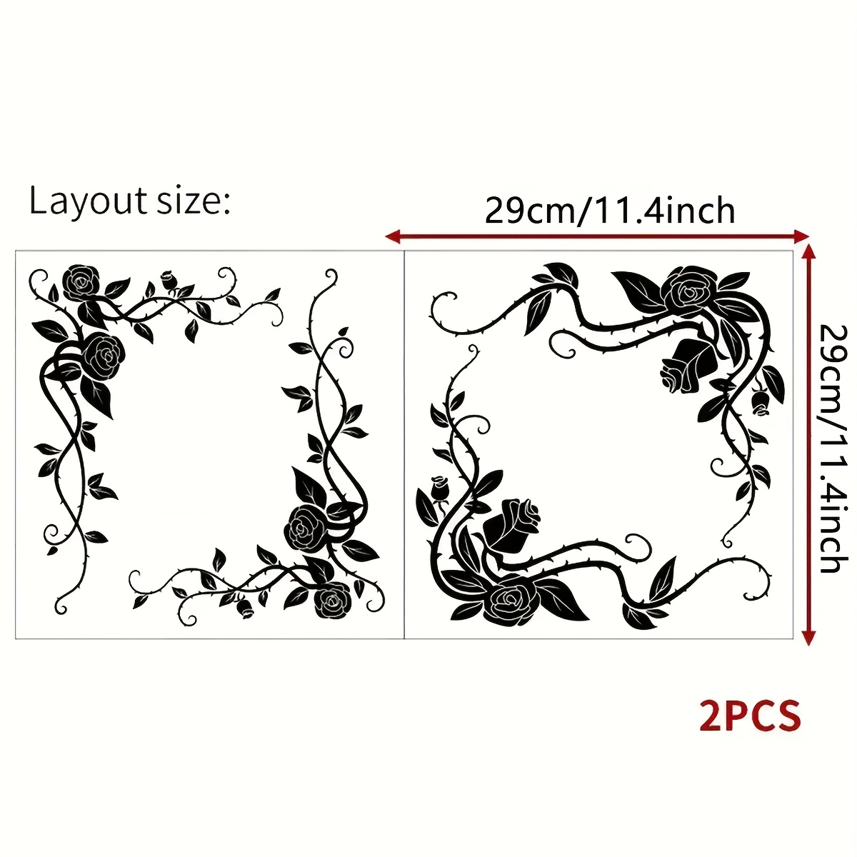 TEMU 1 бр. Елегантен черен флорален стикер за стена - Разтегателна винилен декор за врата и рамка за спалня, всекидневна, модерна домашна интериор,