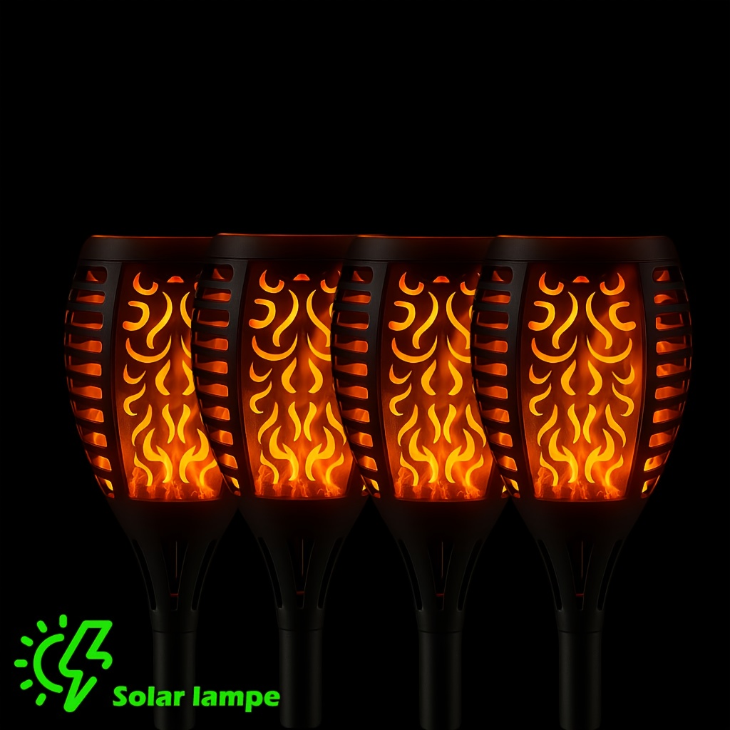 TEMU Juego de 4/8/12 antorchas solares Setonr con llama parpadeante para exterior - Antorchas de paisajismo con encendido/apagado automático, luces