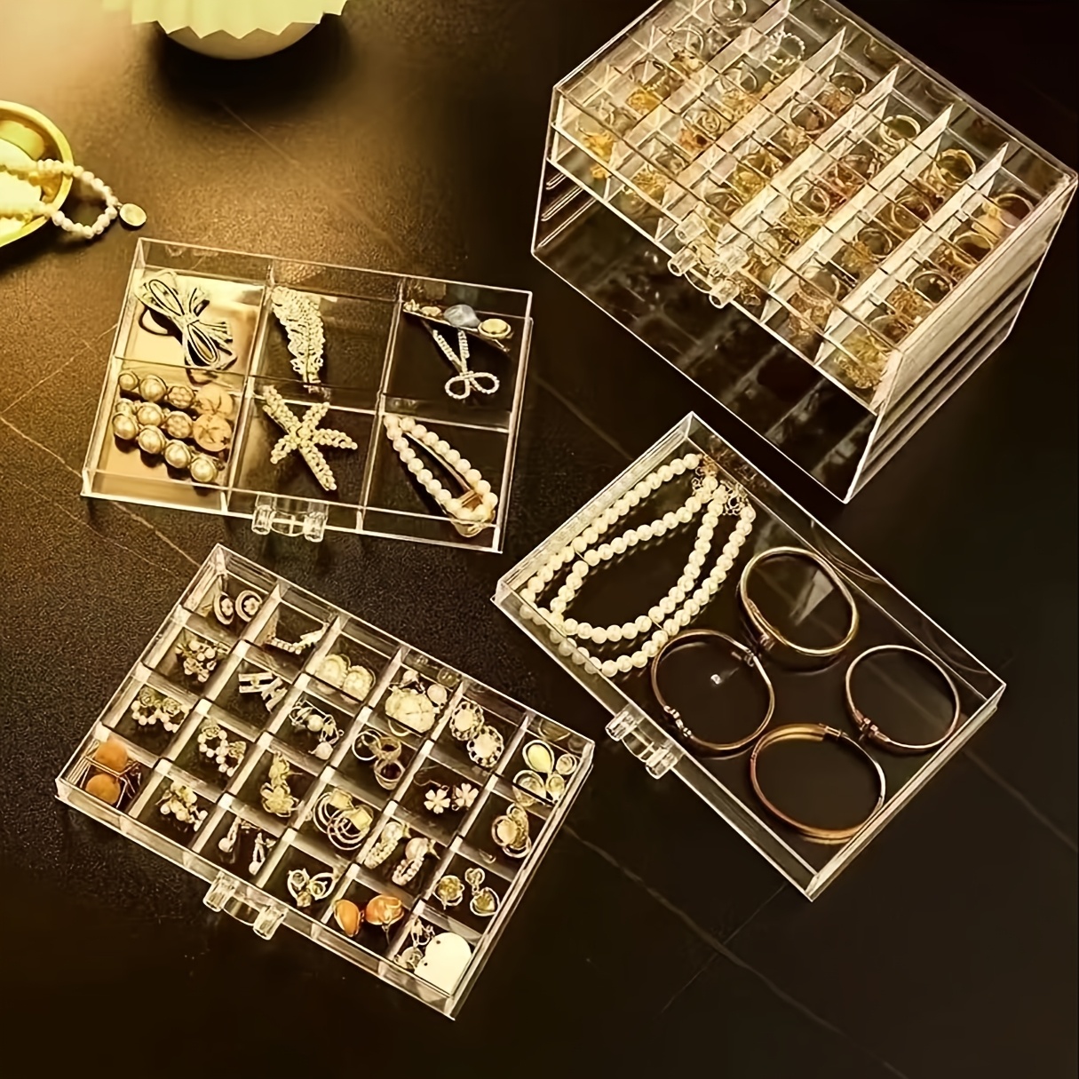 79 compartment multi layer jewelry organizer box with transparent drawers modern acrylic storage for earrings rings necklaces and accessories space saving desktop organizer for home or office jewelry box jewelry boxes Product details 0
