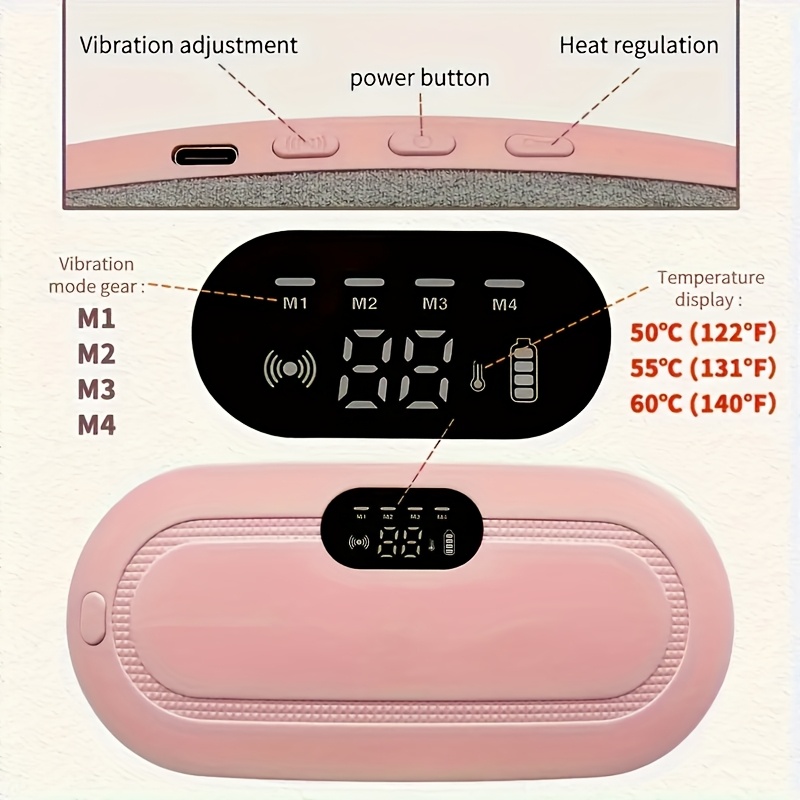 USB Charging Portable Menstrual Heating Pad, Abdominal and Waist Heating Massage Belt for Warmth, Electric Heated Waistband
