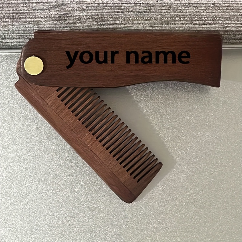 Personalized Wooden Beard Comb, Custom Engraved Beard Comb, Portable Folding Hair Comb, Gift For Men, Father's Day Present