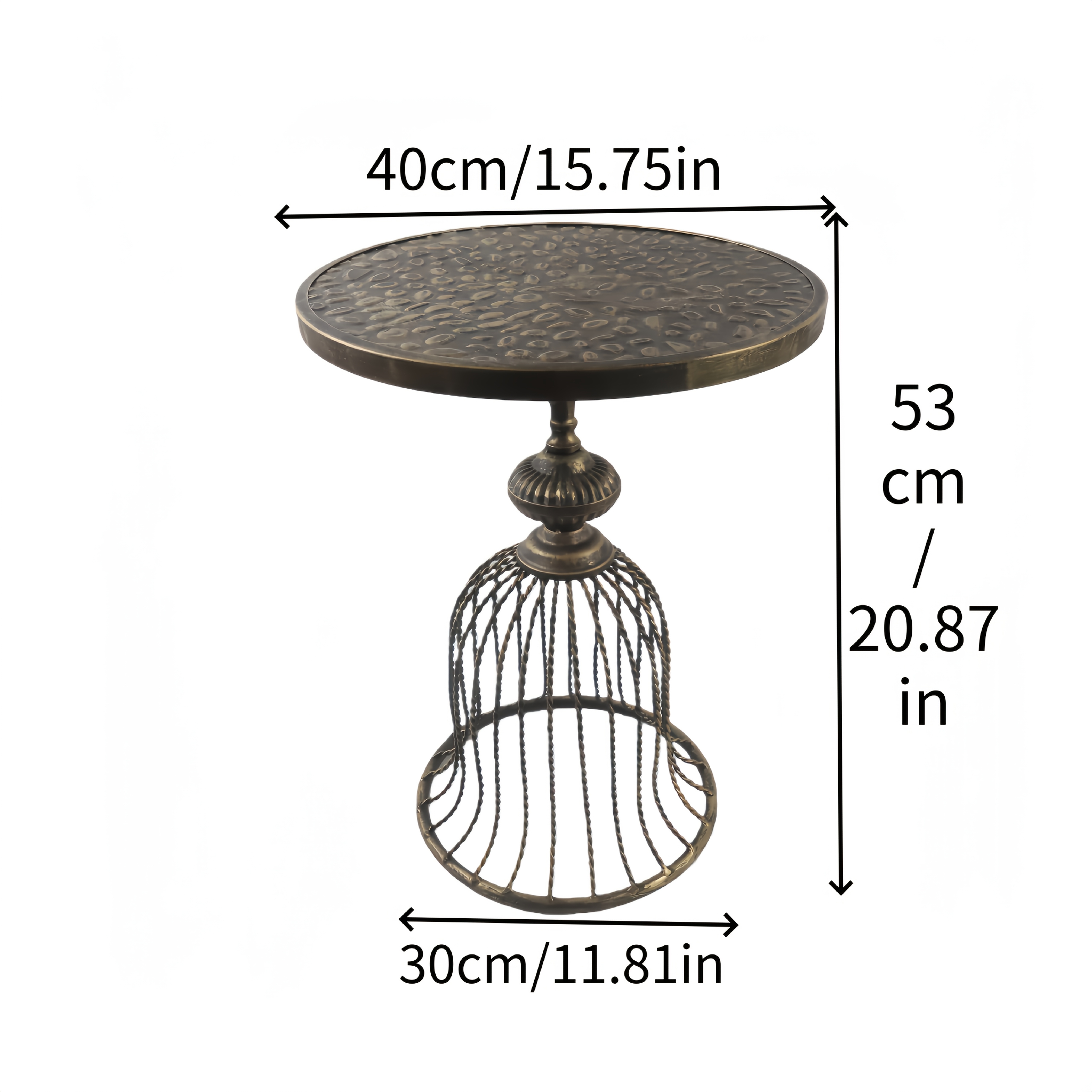 1pc Vintage Bronze & Suitable for Name/standardAttributeName Metals Sofa Side Table - Compact Round Coffee Table for Small Spaces, Balcony, Living Room, Bedside - Iron Top & Metal Base, No Assembly Required, 40cm/14.75in Width