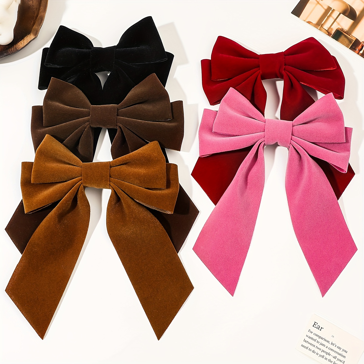 

Elegant Velvet Bow Hair Clip - Chic Solid Color Duckbill Barrette For Women And Girls, Versatile Hair Accessory