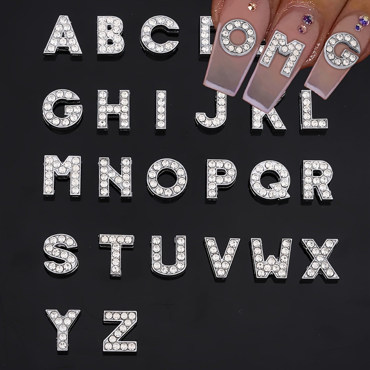 

Each Pack Contains 26 Pieces Of European And Rhine Stone Drill English Letter Diy Nail Decoration. Y2k Golden To Size Diy Nail Art Accessory, Which Combined With 3d Letter Nail Art Accessories.