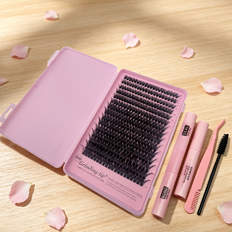80d Eyelash Clusters Kit 8-16mm Mixed Length Individual Lashes Extensions Set With Glue And Tweezers Natural Fluffy False Eyelashes