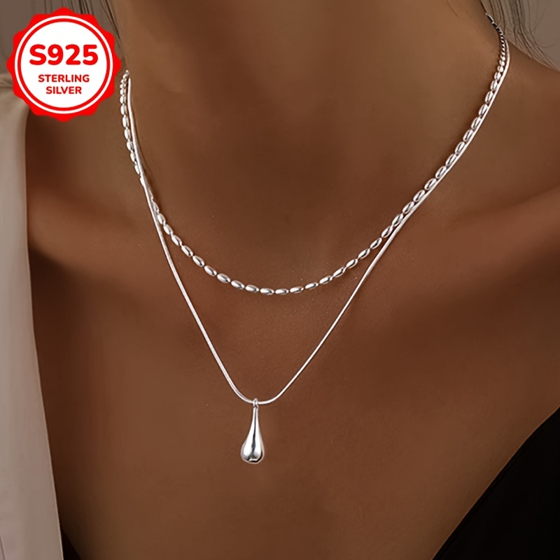 

A Stylish Y-shaped Necklace For Women, Weighing 1pc5 Grams, Featuring A Simple And Versatile Double-layered Rice Bead And Water , Suitable For .