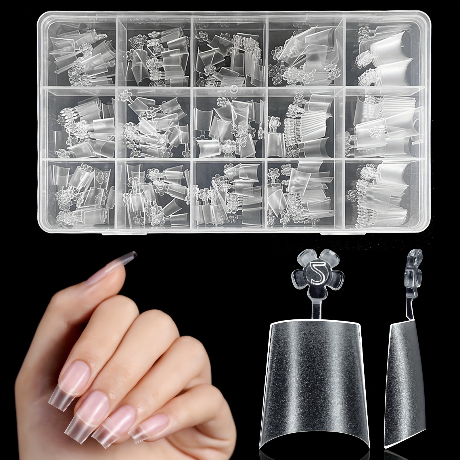 

330pcs Short Coffin Nail Tips 15 Sizes Acrylic Clear Half Cover Nail Tips False Gel Nail Tips Fake Matte Nail Tips Nail Extension Press On Nail Tips For Nail Manicure Home Diy