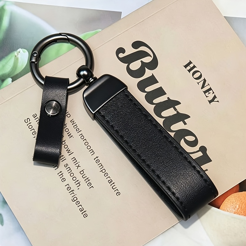 TEMU Faux Leather Car Keychain, 360-degree Rotating Car Key Ring, Anti-lost Key Pendant, Retro , Suitable For All Car Models