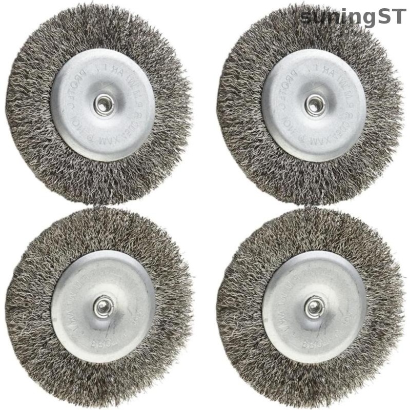 4pcs 100mm Rotating Wire Wheel Brushes - T-shaped Round Handle, Ideal For Rust Removal, Grinding & Polishing (6x100mm, Silvery)