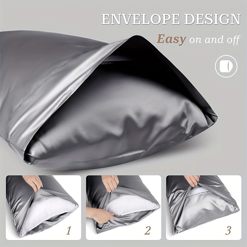 1pc luxury satin pillowcase for hair skin   pillowcase ultra   pillowcase with envelope closure machine washable details 3