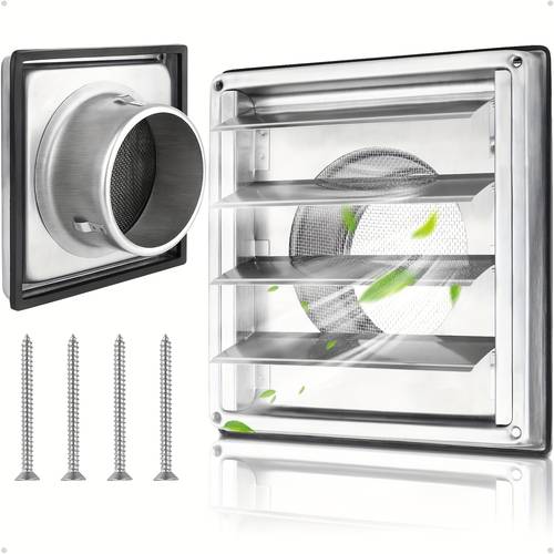 item picture 304 stainless steel dryer outer wall exhaust vent with insect screen 4 screws rubber gasket suitable for bathroom exhaust office home outdoor ventilation hood